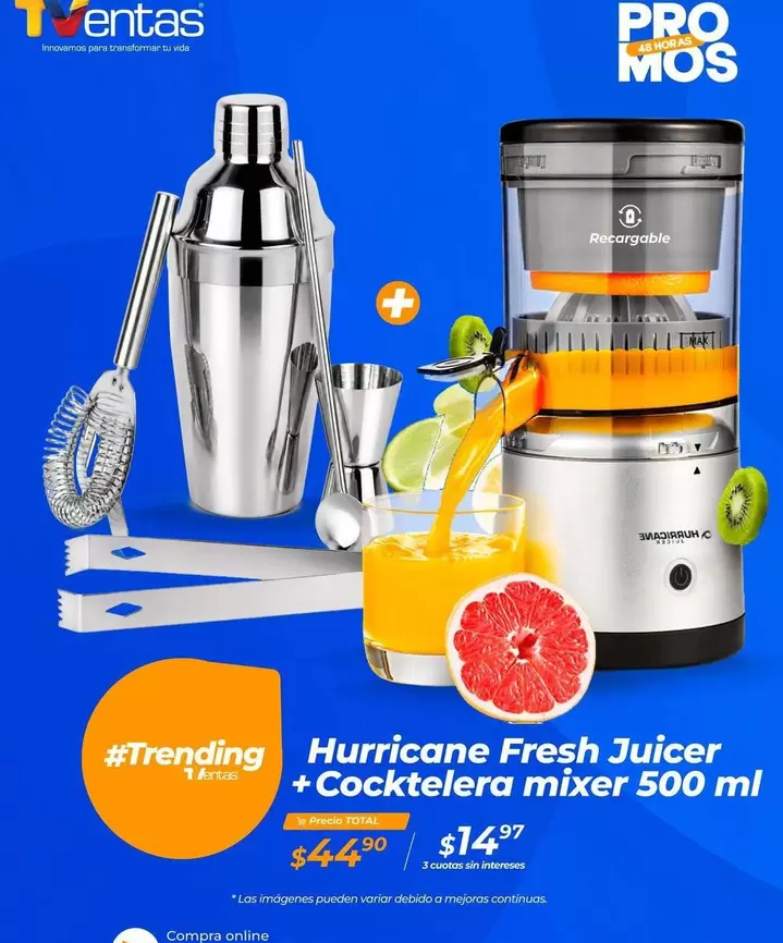 Pro - Hurricane Fresh Juicer + Cocktail mixer 500 ml