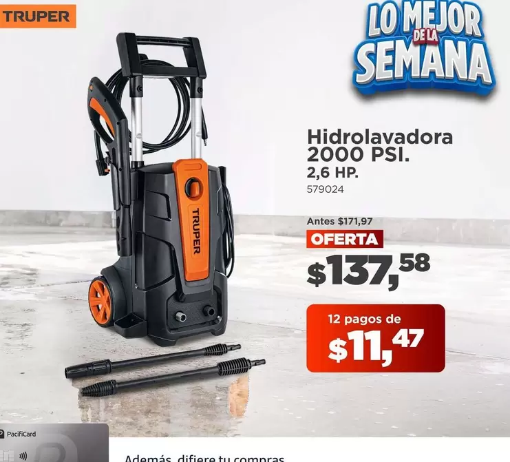 HP - Hidrolavadora 2000 PSI. 2,6 .
