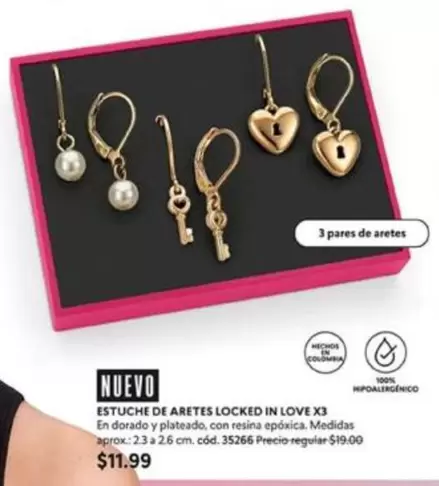 Colombia - ESTUCHE DE ARETES LOCKED IN LOVE X3