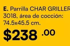 Parrilla 3018, área de cocción: 74.5x45.5 cm.