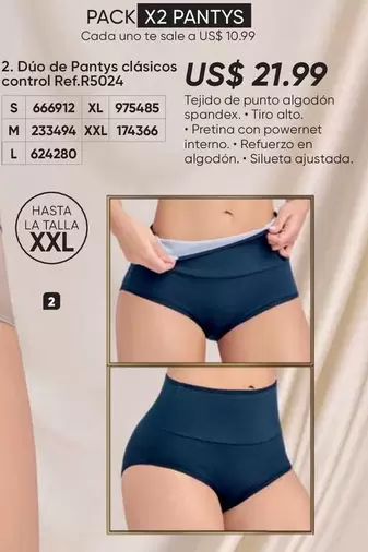 uno - PACK X2 PANTYS control Ref.R5024