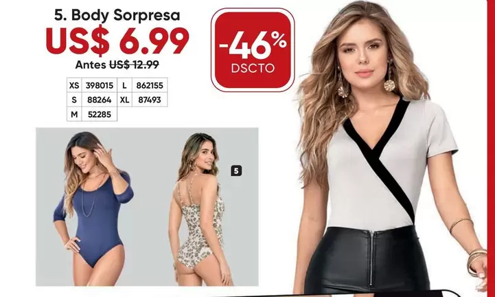 Body Sorpresa 398015 XS, 88264 S, 862155 L, 51285 M
