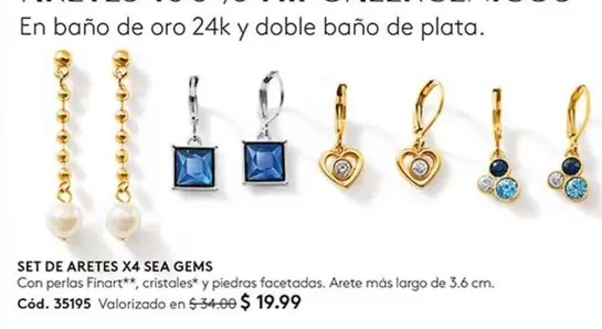 Finart - SET DE ARETES X4 SEA GEMS Cód. 35195