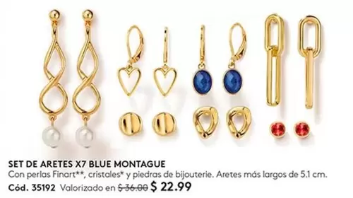 Finart - SET DE ARETES X7 BLUE MONTAGUE Cód. 35192