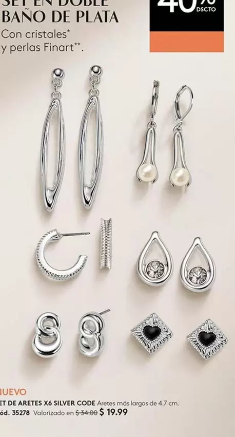 Finart - SET DE ARETES X6 SILVER CODE