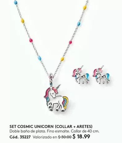 SET COSMIC UNICORN (COLLAR + ARETES) Cód. 35227