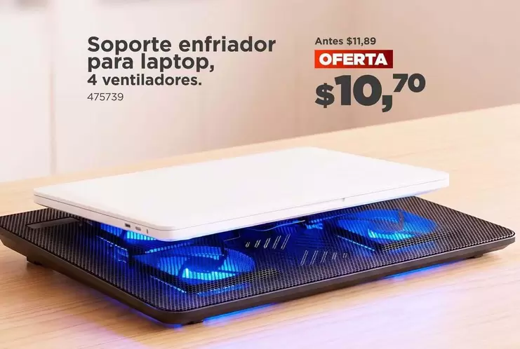 Soporte enfriador para laptop, 4 ventiladores. 475739