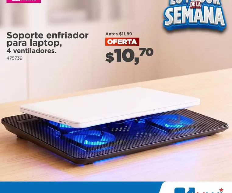 Soporte enfriador para laptop, 4 ventiladores. 475759