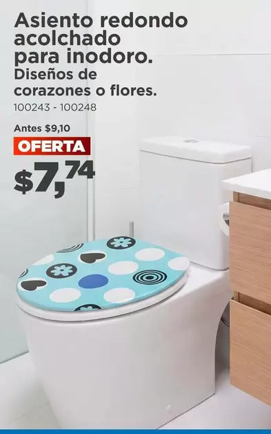 Asiento redondo acolchado para inodoro. Diseños de corazones o flores. 100243 - 100248