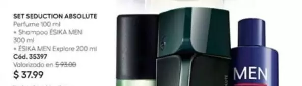 Ésika - SET SEDUCTION ABSOLUTE Perfume 100 ml - Shampoo ÉSIKA MEN 300 ml - ÉSIKA MEN Explore 200 ml Cód. 35397