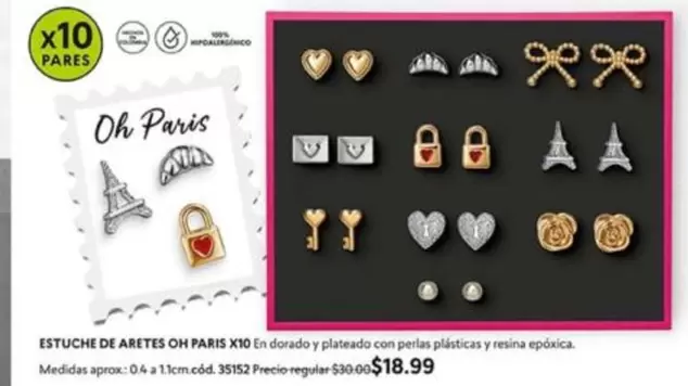París - Estuche de aretes Oh Paris x10