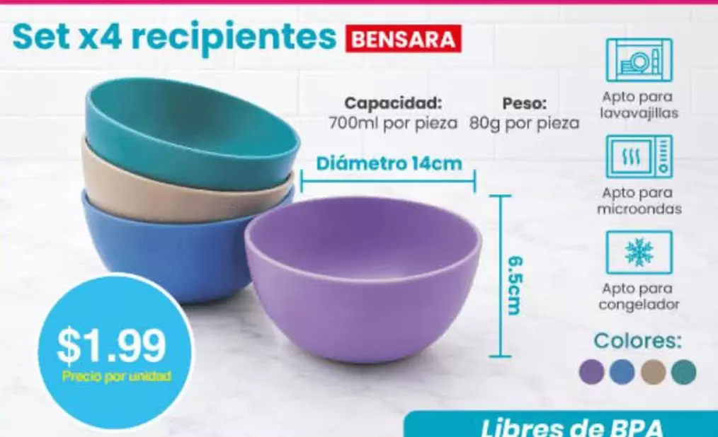 Set x4 recipientes