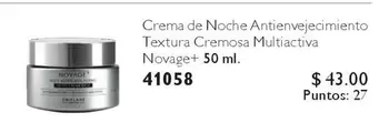 Crema de Noche Antienvejecimiento Textura Cremosa Multiactiva Novage+ 50 ml. 41058