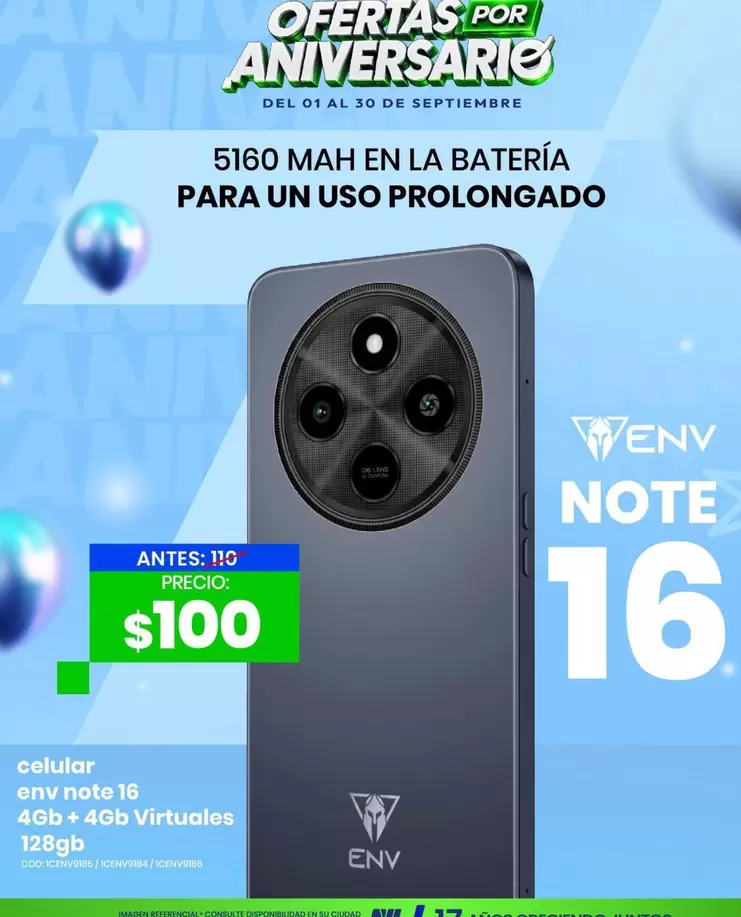 celular note 16
