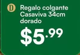 Regalo colgante Casaviva 34cm dorado