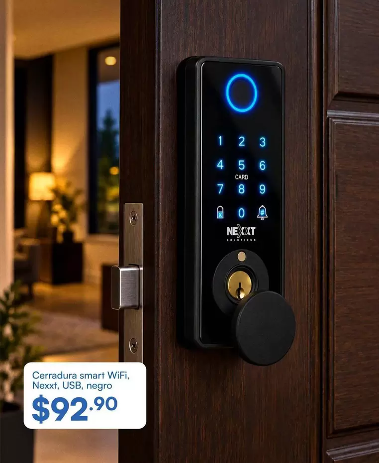 Negro - Cerradura smart WiFi, USB, negro