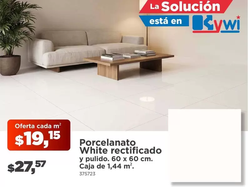 Porcelanato White rectificado y pulido