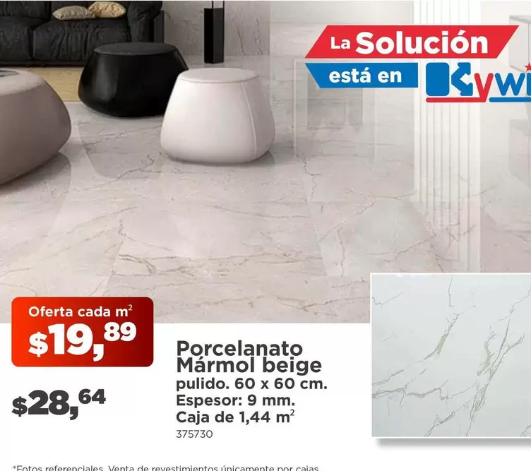 Porcelanato Mármol beige pulido