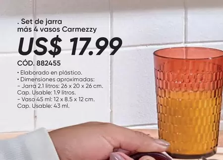 Set de jarra más 4 vasos CARMEZZY CÓD. 882455