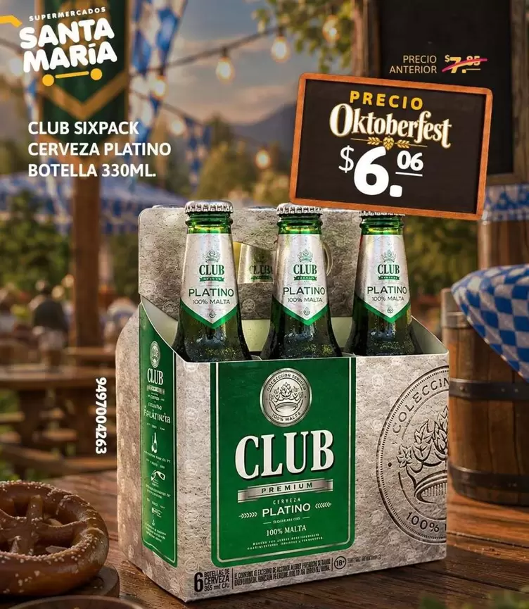 María - CLUB SIXPACK CERVEZA PLATINO BOTELLA 330ML