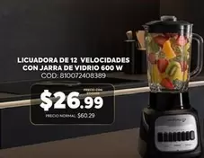LICUADORA DE 12 VELOCIDADES CON JARRA DE VIDRIO 600 W COD: 810072408389