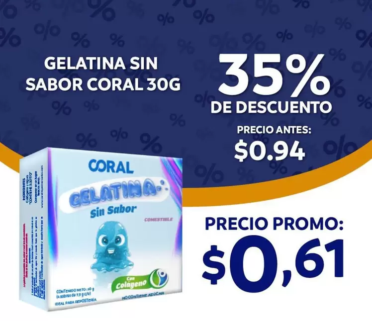 GELATINA SIN SABOR CORAL 30G