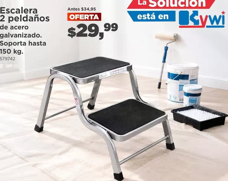 Escalera 2 peldaños de acero galvanizado