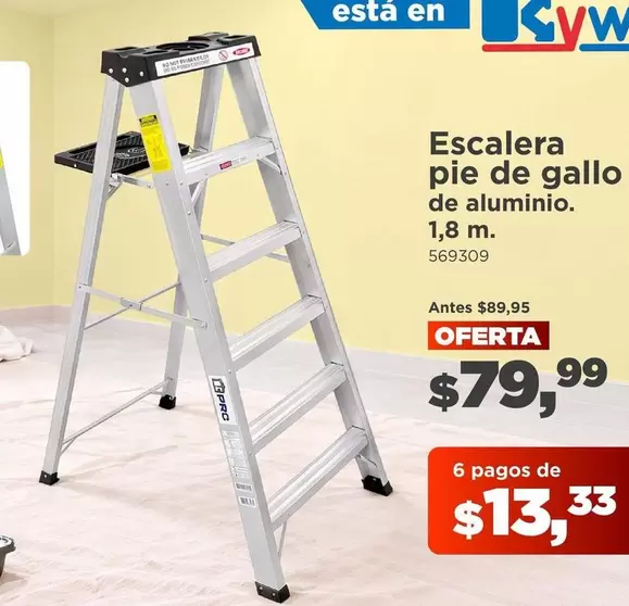 Escalera pie de gallo de aluminio. 1,8 m. 569309