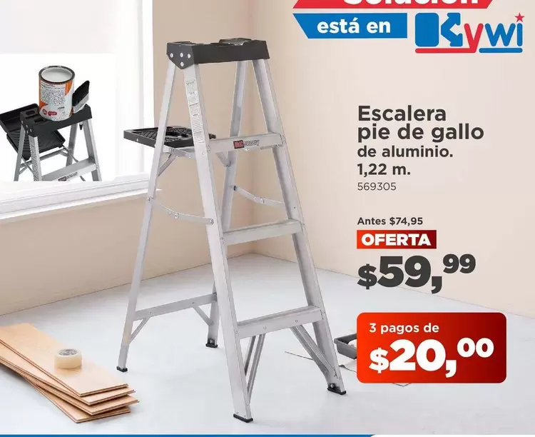 Escalera pie de gallo de aluminio. 1,22 m. 569305
