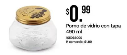Pomo de vidrio con tapa 490 ml