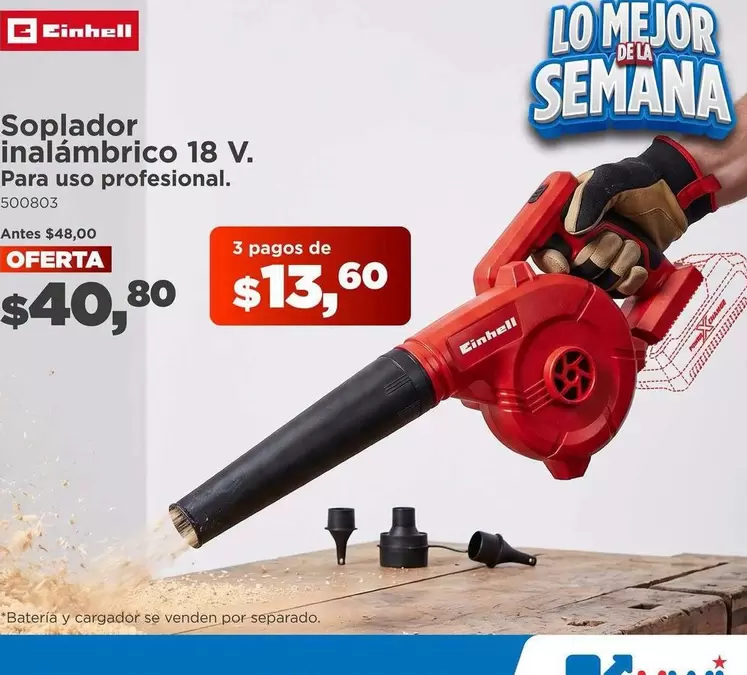 Soplador inalámbrico 18 V. 500803