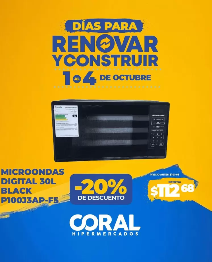 MICROONDAS DIGITAL 30L BLACK P10033AP-F5