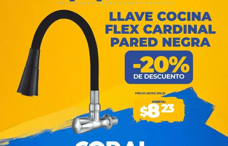 Llave - LLAVE COCINA FLEX CARDINAL PARED NEGRA