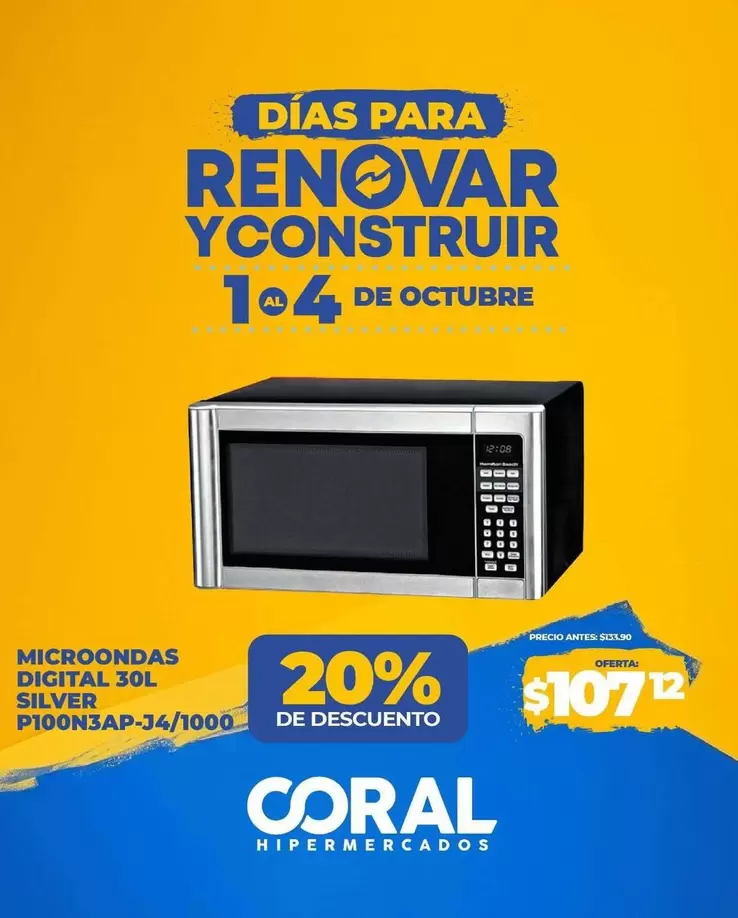 MICROONDAS DIGITAL 30L SILVER P100N3AP-J4/1000