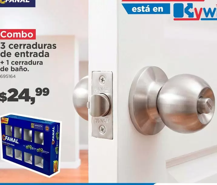 3 cerraduras de entrada + 1 cerradura de baño