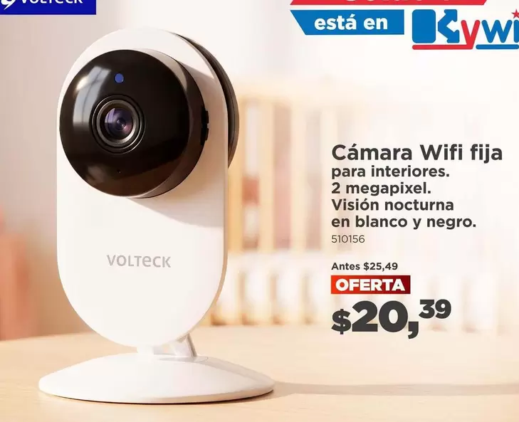 Negro - Cámara Wifi fija para interioress, 2 megapixel. Visión nocturna en blanco y negro. 510156