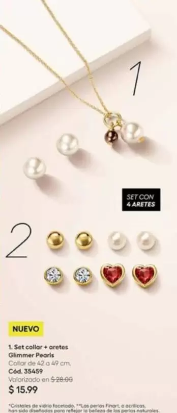 Finart - Set collar + aretes Glimmer Pearls