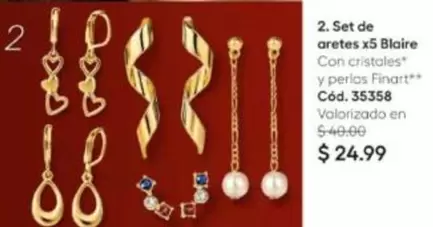 Finart - Set de aretes x5 Blaire Cód. 35358