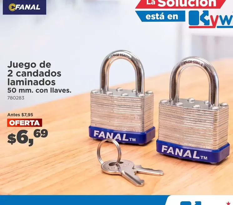 Juego de 2 candados laminados 50 mm. con llaves. 780283