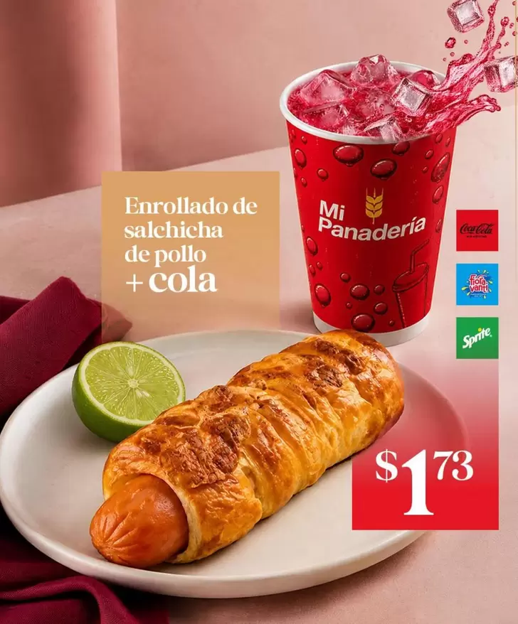 Coca Cola - Enrrollado de salchicha de pollo + cola