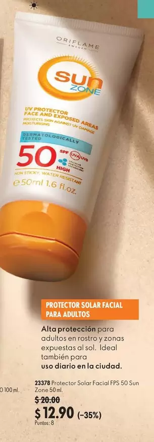Oriflame - Protector Solar Facial FPS 50, Sun Zone