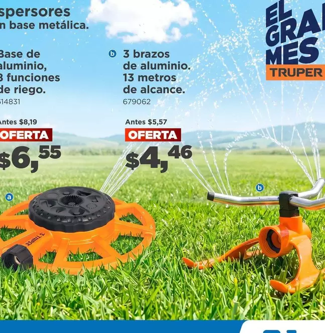 Aspersor de riego con 3 brazos de aluminio