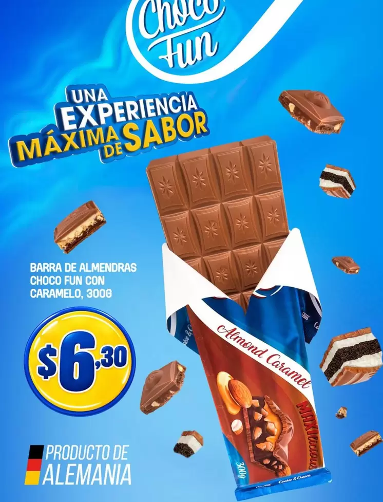 BARRA DE ALMENDRAS CHOCO FUN CON CARAMELO, 300G