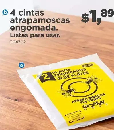 4 cintas atrapamoscas engomada. Listas para usar. 304702