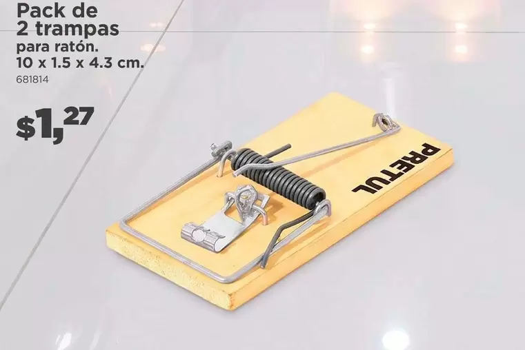 Pack de 2 trampas para ratón. 10 x 1.5 x 4.3 cm. 681814