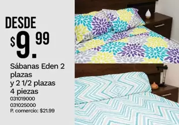 Sábanas Eden 2 plazas y 2 1/2 plazas 4 piezas 031019000 031025000