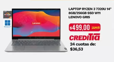 Lenovo - LAPTOP RYZEN 3 7320U 14" 8GB/256GB SSD W11