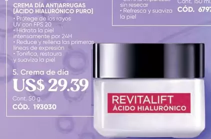 Dia - CREMA DÍA ANTIARRUGAS (ÁCIDO HIALURÓNICO PURO) CÓD. 193030