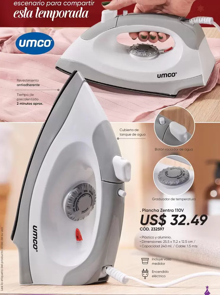 Umco - Plancha Vapor Tiov 2225RT