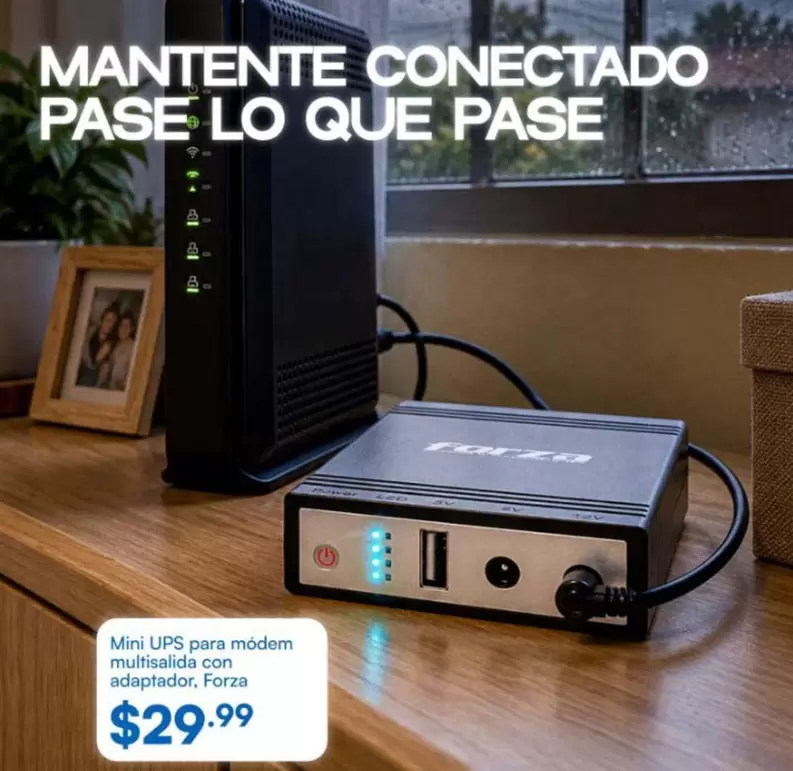 Mini UPS para módem multisalida con adaptador